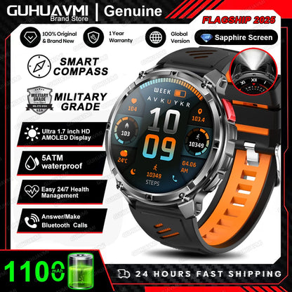 New T-REX3 Ultra 1100mAh Battery SmartWatch 10ATM Waterproof GPS Compass Flashlight 1.7" AMOLED HD Call Sports Smart Watch Men