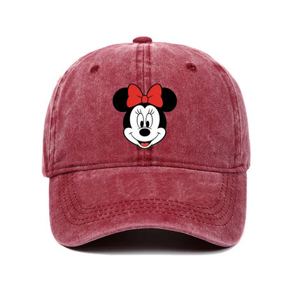Retro Washed Mickey Mouse Print Baseball Cap Men Women Vintage Kpop Snapback Cap Adjustable Breathable Trucker Hat Sunscreen Hat