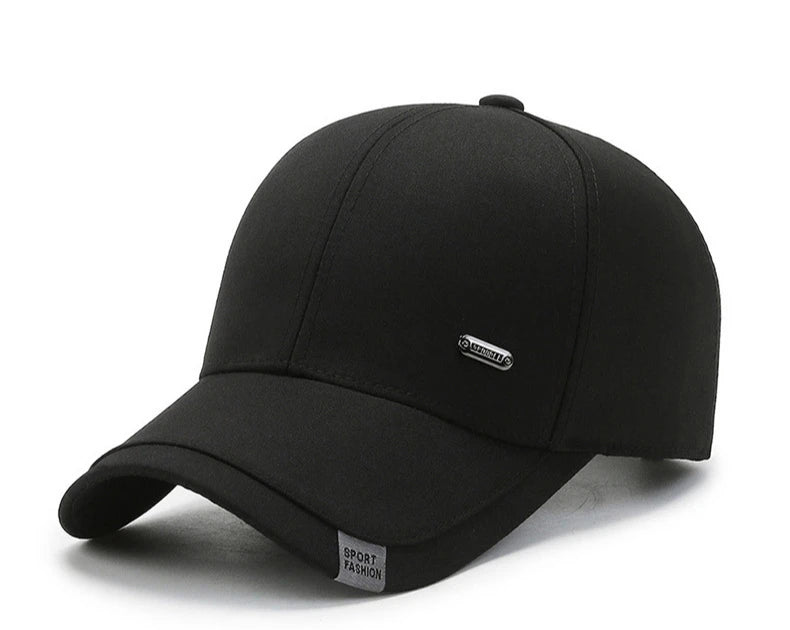 Men's Baseball Hat Hard Top Spring Autumn Big Head Circumference Cotton Cap Sun Protection Dad Cap Adjustable Strap Fishing Hat