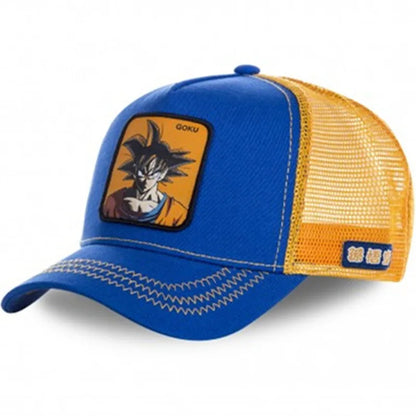 Czapka z motywem Dragon Ball Son Goku – letnia czapka podróżna z daszkiem, męska czapka z haftem w stylu hip-hopowym, z daszkiem przeciwsłonecznym, regulowana czapka typu trucker z siateczką