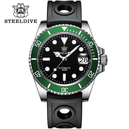 SD1953 STEELDIVE Brand Ceramic Bezel 41mm Steeldive 30ATM Water Resistant NH35 Automatic Mens Dive Watch  with Milled Clasp
