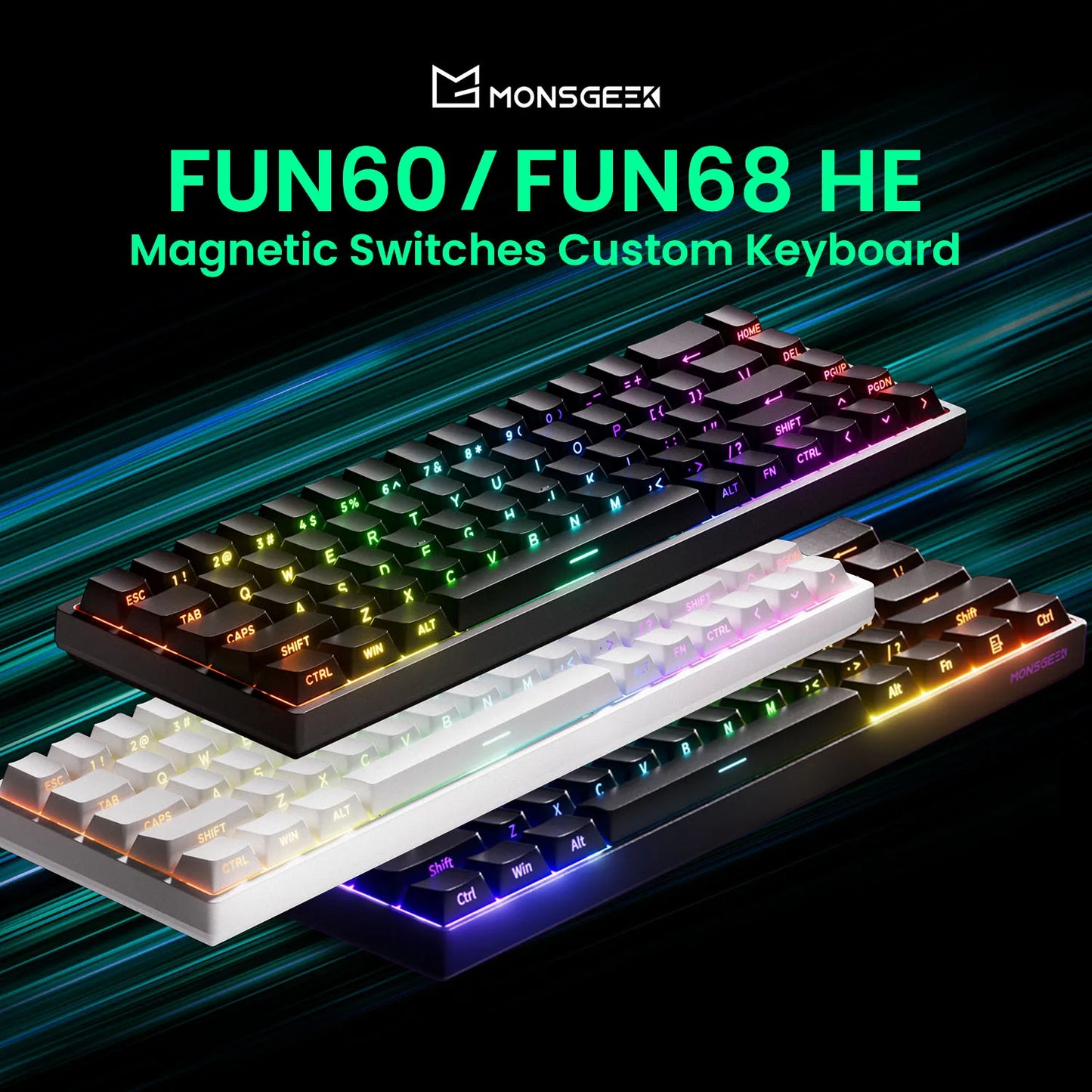 Teclado magnético Akko MonsGeek FUN68 FUN60 PRO&MAX HE 60% 65% para gaming, teclados gaming Rapid Trigger 8K, teclado personalizado para gamer e esports