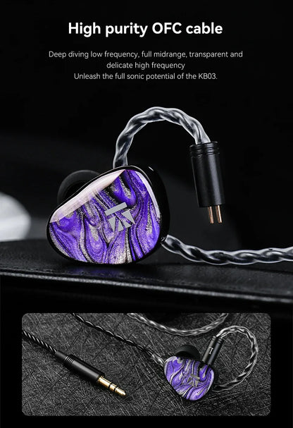 Écouteurs KBEAR KB03 Alkaid HIFI, écouteurs intra-auriculaires trn améliorés avec armature équilibrée Knowles, 1DD + 1BA + 1 à conduction osseuse