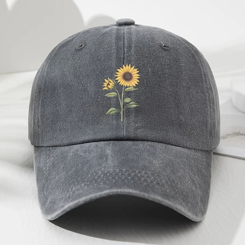 Retro Sunflower Pattern Baseball Hat Dad Hat, Suitable for Outdoor Sports, Fishing and Camping, Hiking Hat