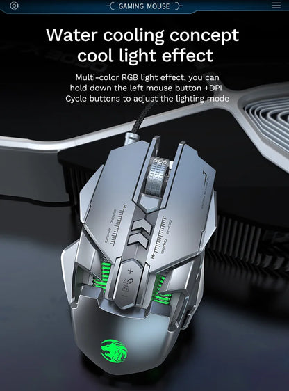 RGB 6400 DPI Magnetic Suction DIY Counterweight Wired Mechanical Mouse for Esports Gaming PC