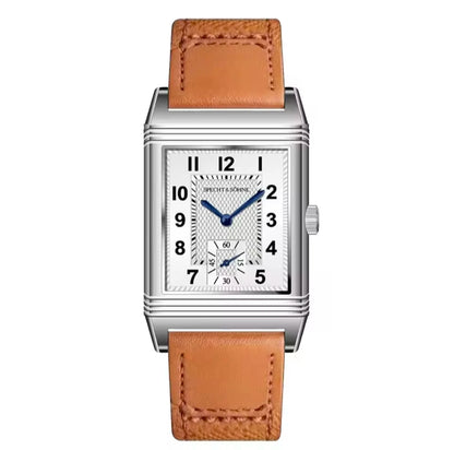 Specht&Söhne Reversible Square Watch Ronda Quartz Movt Stainless Steel Case Sapphire Crystal Flip Design Mens Fashion Wristwatch