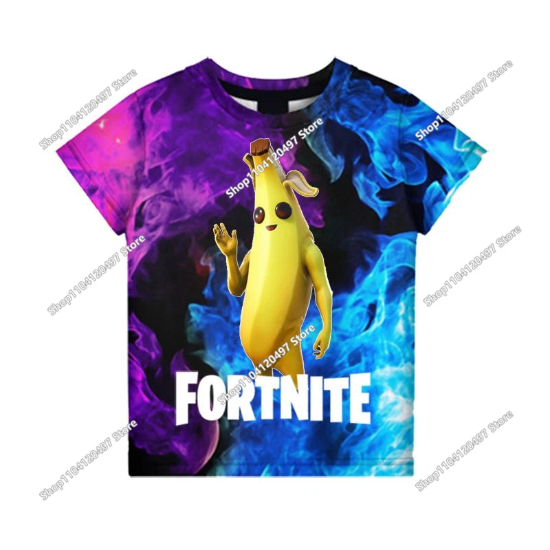 T-shirts Fortnite Anime para Menina, T-shirt Branca para Rapaz, T-shirts Cartoon para Bebé, Camisolas de Verão com Estampado Fofo, Tops de Disfarce