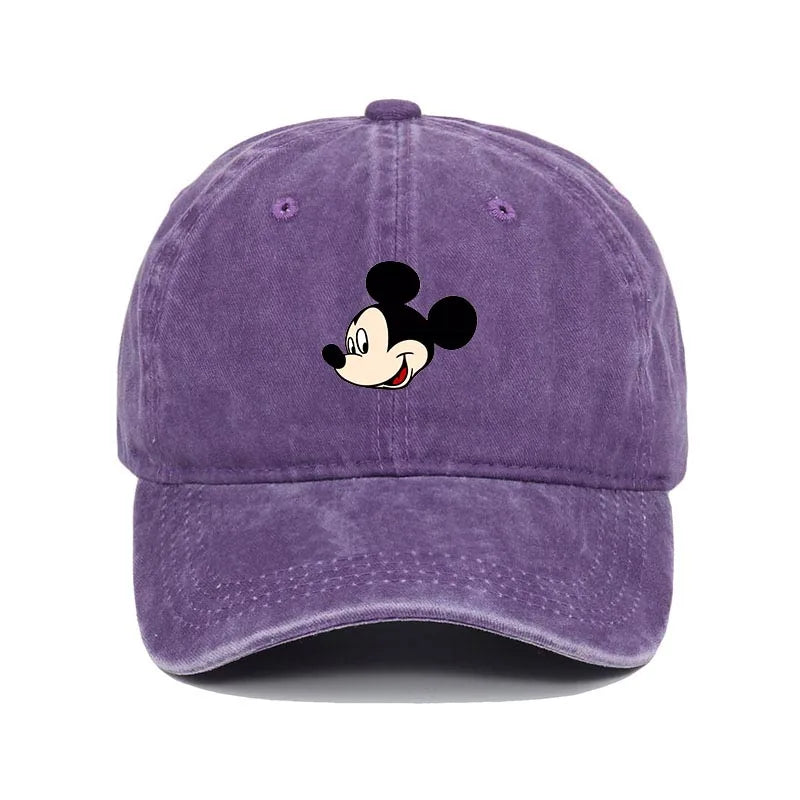 Retro Washed Mickey Mouse Print Baseball Cap Men Women Vintage Kpop Snapback Cap Adjustable Breathable Trucker Hat Sunscreen Hat