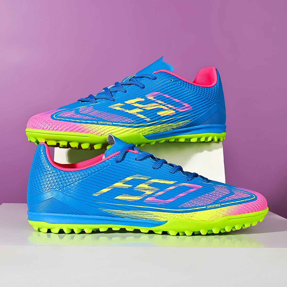 Chaussures de football TF pour adultes, semelle en caoutchouc résistante à l'usure pour terrain synthétique, chaussures de football légères en PU pour hommes, pour matchs sur gazon extérieur