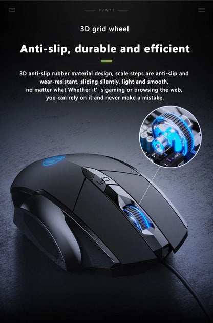 Mouse cu fir Inphic W1, mouse eSports pentru gaming, mouse silențios pentru birou, opțiuni cu trei taste și șase taste