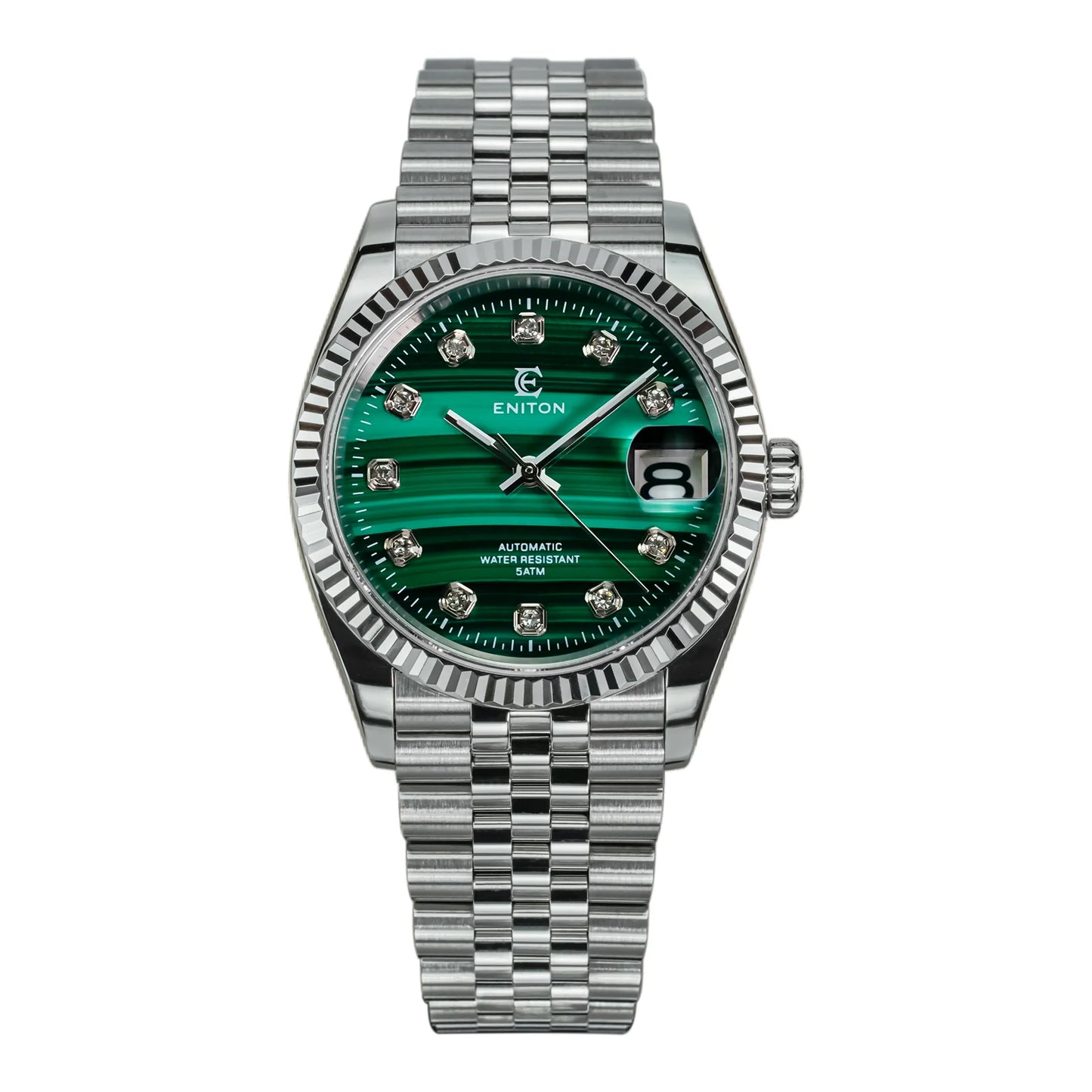 Eniton 36mm Men's Mechanical Watch with Stainless Steel Peacock Stone Tiger Eye Dial And NH35 Movement
