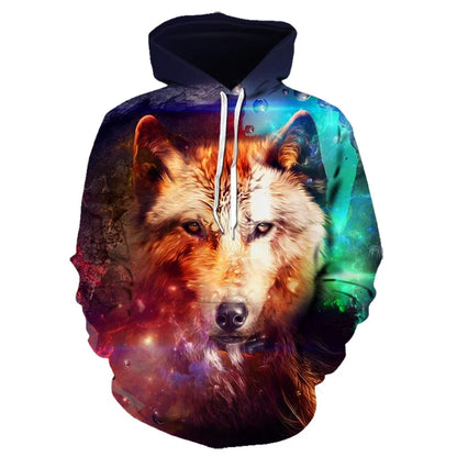 Animal Wolf – bluzy z kapturem drukowane w 3D dla mężczyzn i kobiet, modne, codzienne, oversize, swetry typu pullover, styl hip-hopowy, Harajuku, odzież uliczna