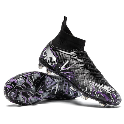 Chaussures de football pour hommes et femmes, crampons antidérapants pour terrain synthétique, baskets de futsal, chaussures de football à crampons pour terrain gazonné, support de cheville, pour l'extérieur