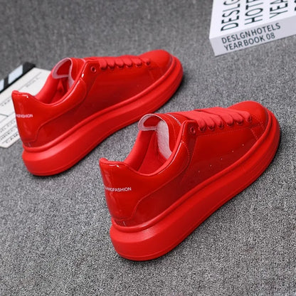 Red lacquered men's shoes Fashion black casual skateboard shoes Outdoor tennis walking shoes Universal men and women