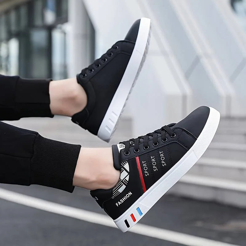 Zapatillas de skate de caña baja para hombre: transpirables, con cordones y suela de PVC