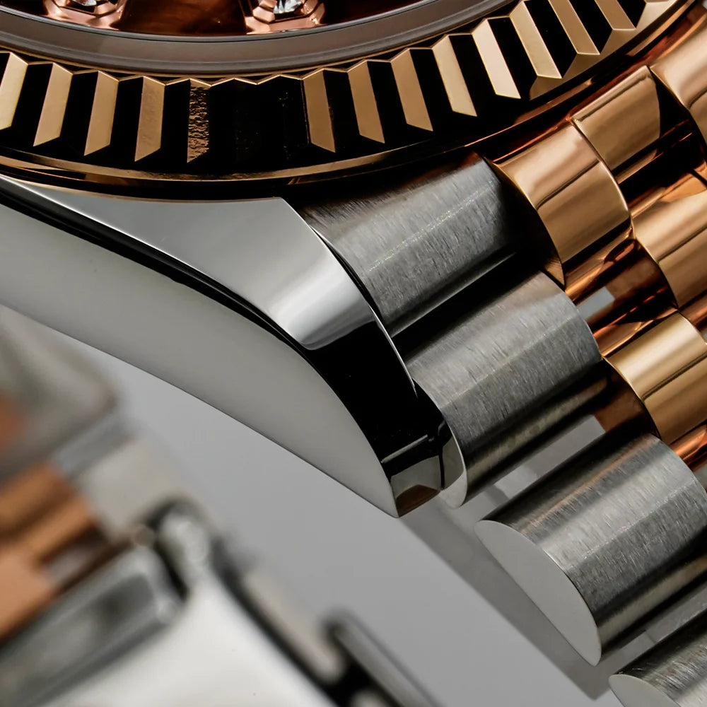 Eniton 36mm Men's Mechanical Watch with Stainless Steel Peacock Stone Tiger Eye Dial And NH35 Movement