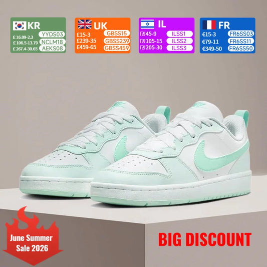 Nike COURT női stílusos, sokoldalú és kényelmes cipő: alkalmi, csúszásmentes, strapabíró, fehér és mentazöld színben, FZ3539-100