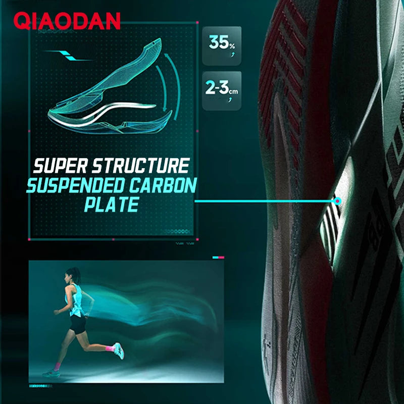 QIAODAN Feiying PB6.0 Pantofi sport de maraton pentru bărbați, model nou, cu talpă suspendată și placă integrală din carbon, adidași de alergare QDB023261299