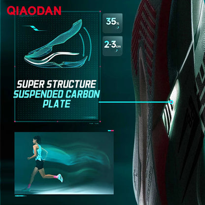 QIAODAN Feiying PB6.0 Pantofi sport de maraton pentru bărbați, model nou, cu talpă suspendată și placă integrală din carbon, adidași de alergare QDB023261299