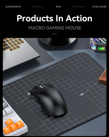 ATTACK SHARK X11SE trådlös gamingmus, tri-mode, 63g superlätt med PAW3311-sensor, 22000 DPI, 300mAh batteri, dubbel drivrutin