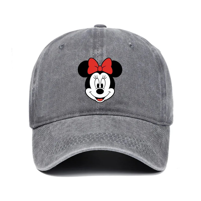 Retro Washed Mickey Mouse Print Baseball Cap Men Women Vintage Kpop Snapback Cap Adjustable Breathable Trucker Hat Sunscreen Hat