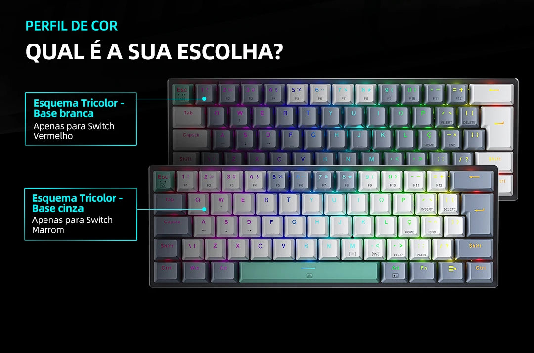 Tastiera meccanica mini Machenike K500-B61 60% layout ABNT2, retroilluminazione RGB, hot-swappable, NKRO, tastiera gaming cablata per PC Gamer