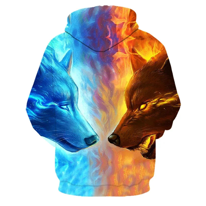 Animal Wolf – bluzy z kapturem drukowane w 3D dla mężczyzn i kobiet, modne, codzienne, oversize, swetry typu pullover, styl hip-hopowy, Harajuku, odzież uliczna