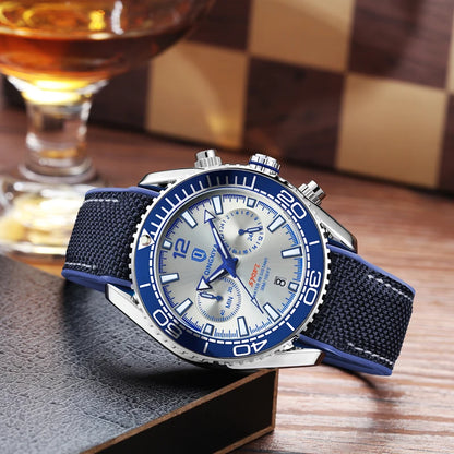 QINGXIYA Brand Luxury Multifunctional Quartz Watch Men Silicone Strap Waterproof Luminous Chronograph Watches Mens Sports Watch