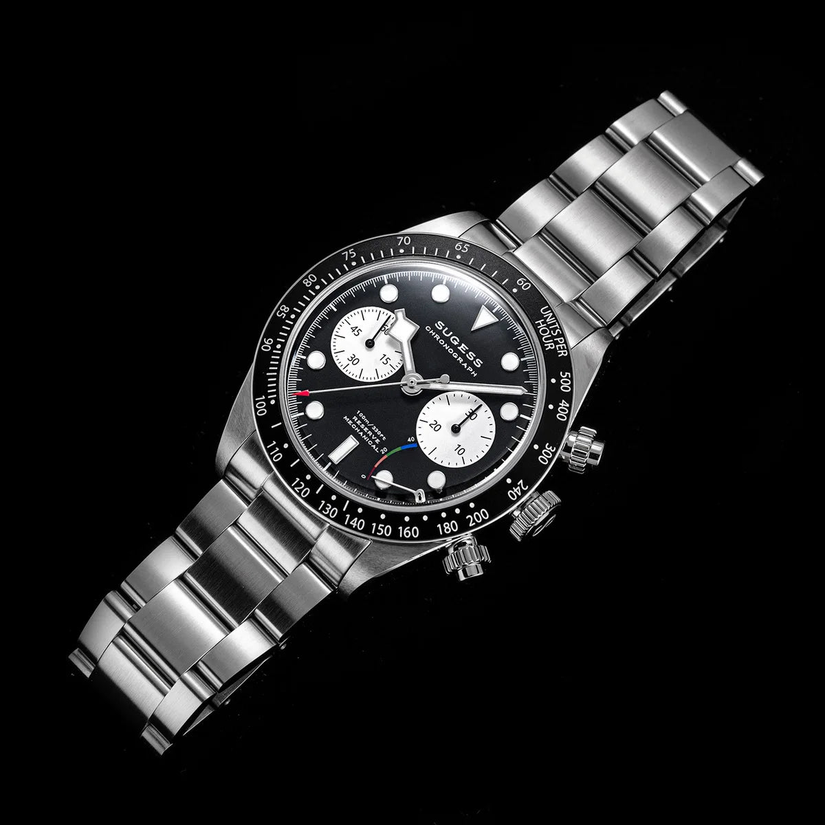 Sugess Chronograph Men Watch Original ST1907 Swanneck Pilot Mechanical Wristwatches Domed Sapphire Crystal Dopamine S457 2025new