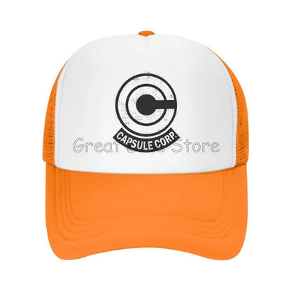 Capsule Corp Mesh Baseball Caps Unisex Hip-Hop Trucker Hat Anime DBZ Dad Hat Adjustable Racing Cap Summer Trucker Snapback Hats