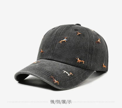 New puppy retro spring and autumn fashion washed Auteng soft top baseball cap, street worn new duckbill hat with embroidery