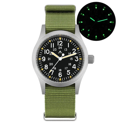 Militado ML05 Vintage Watch VH31 Sweep Second Movement Domed Sapphire Crystal With High Clear AR Coating Luminous 38mm Watches