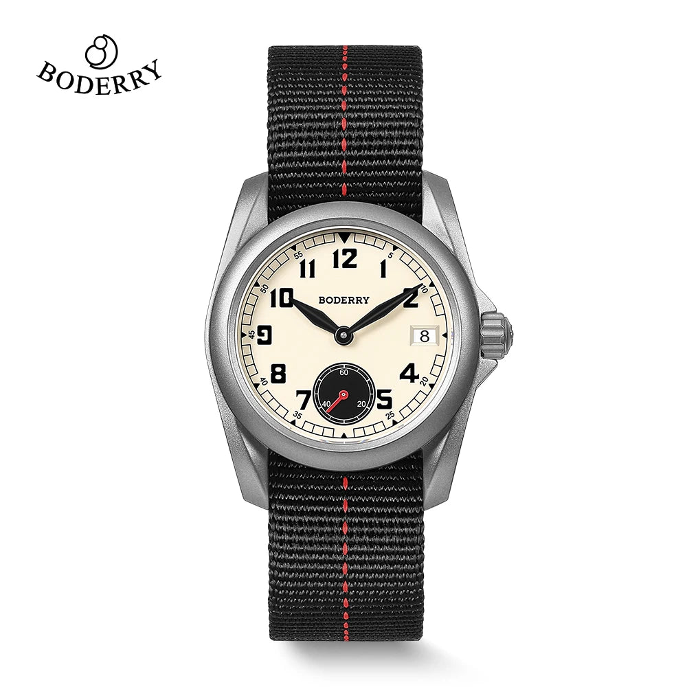 BODERRY Men's Field Watches Titanium Automatic Top Brand Wristwatch 100M Waterproof Clock Military Watch for Men