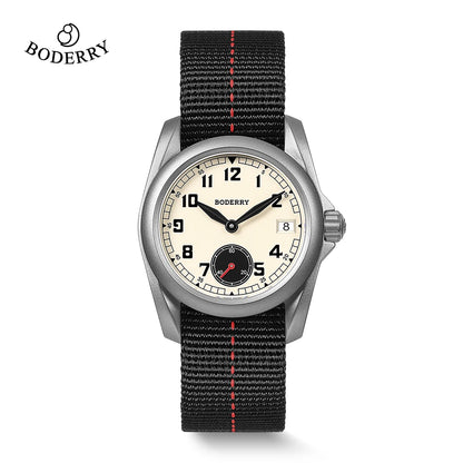 BODERRY Men's Field Watches Titanium Automatic Top Brand Wristwatch 100M Waterproof Clock Military Watch for Men