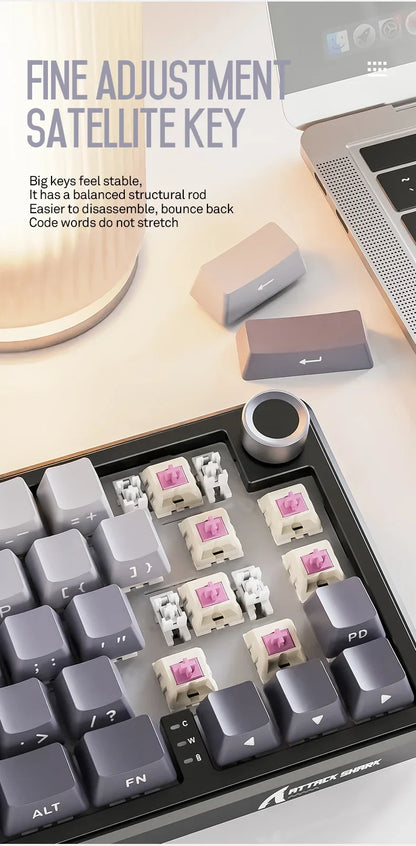 Teclado mecânico sem fios Attack Shark X66, layout compacto 65%, retroiluminação RGB, gasket, hot swap, Bluetooth, USB-C, PBT, bateria de grande capacidade