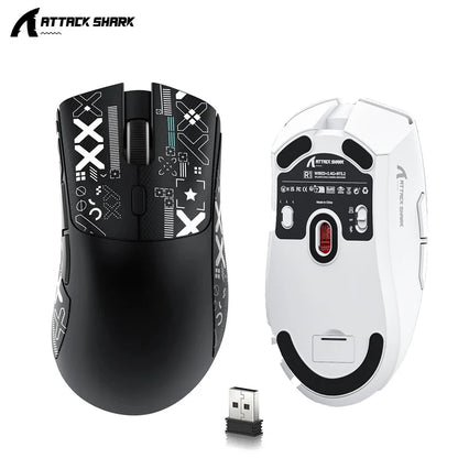 Ratón gaming inalámbrico Attack Shark R1 ligero Bluetooth 2.4G PAW3311 18000DPI ergonómico con macros