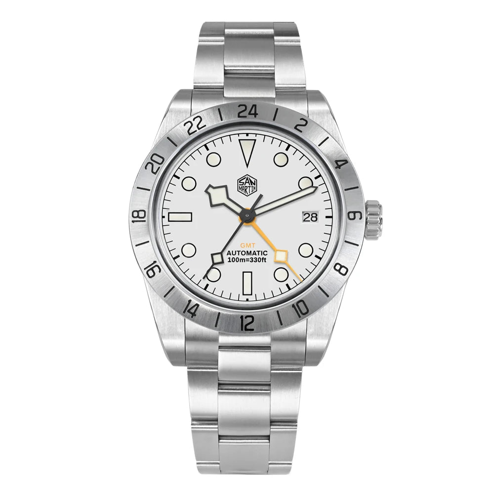 San Martin Nuevo reloj mecánico automático NH34 BB GMT de 39mm, reloj deportivo de zafiro, luminoso, impermeable 100m para hombre, Relogio SN0054