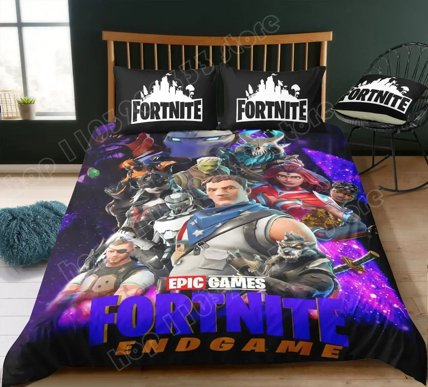 Fortnite Bedding Set Duvet Cover 3 Piece 3D Printed Bedroom Bedding Game Anime Cartoon Pillowcase Room Decoration Gifts