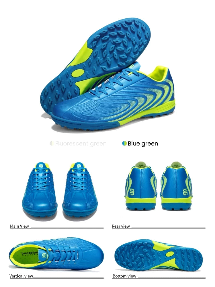Baasploa Chaussures de football professionnelles pour homme, chaussures de sport d'entraînement antidérapantes pour l'extérieur, chaussures de football légères en cuir pour homme, Chuteira Campo