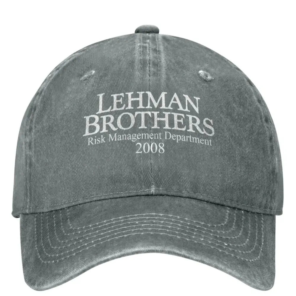 „Lehman Brothers“ rizikos valdymo beisbolo kepurė, banko bankrotas, „Trucker“ stiliaus kepurė, teniso ir riedlenčių „Snapback“ stiliaus kepurė, moteriškos beisbolo kepurės