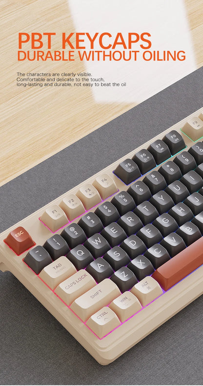 Tastiera wireless Bluetooth M96 FREEWOLF con display digitale, retroilluminazione RGB, batteria da 2000mAh e keycap PBT per PC/laptop