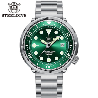 STEELDIVE SD1975 Mens Automatic Watches Men Dive Watch 300m Waterproof Mechanical Wristwatch C3 Luminous Clock Sapphire Mirror