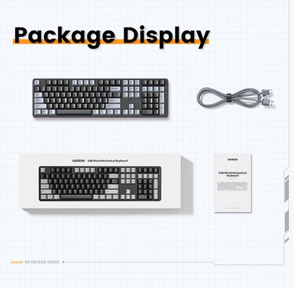 Tastiera meccanica UGREEN 108 tasti PBT, cablata, switch rossi, russo/coreano/EN, per desktop laptop Windows Mac OS Gaming