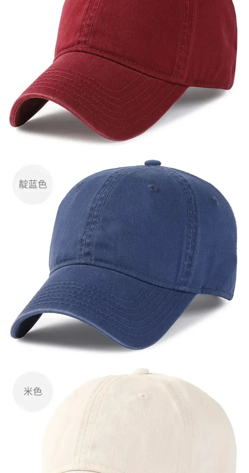 Solid Color Big Size 63cm Soft Cotton Baseball Caps Men Classic Plus Snapback Cap Ladies Golf Sun Hat 59-62cm