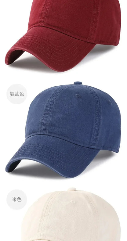 Solid Color Big Size 63cm Soft Cotton Baseball Caps Men Classic Plus Snapback Cap Ladies Golf Sun Hat 59-62cm