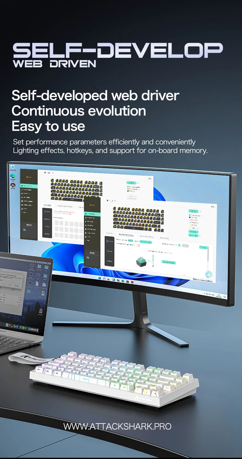 ATTACK SHARK R82HE High-Performance Magnetic Axis Keyboard, 8K Rate, 0.08ms Latency, 0.005mm RT Accuracy, 75% Layout, Five-Layer