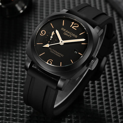 SEAKOSS 45mm Diving GMT Watch Automatic Mechanical Wristwatches Seagull ST2557 Movement 100M Luminous Calendar Men's Watches