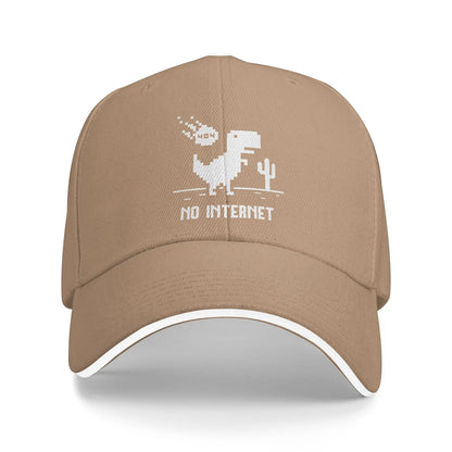 Summer Casual Baseball Cap Funny No Internet T Rex for Programmers Running Hippie Trucker Hat For Couple Hot Sal  Snapback Cap