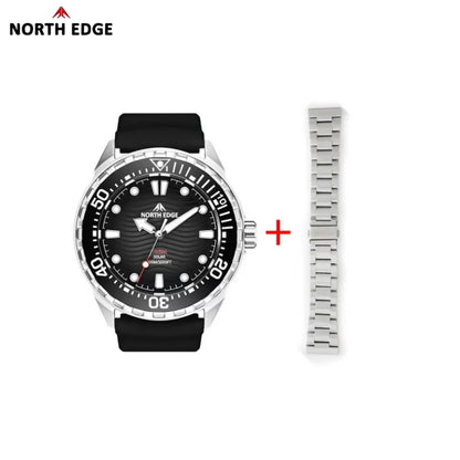 Stainless Steel Diving Watch Solar Energy Driven Quartz Watch Outdoor Waterproof Long Battery Life Rotatable Chronograph Ring