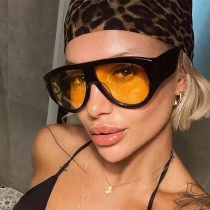 Luxury Pilot Oversized Sunglasses Women Brand Designer Big Frame Gradient Sun Glasses Fashion Goggle Shades Oculos De Sol